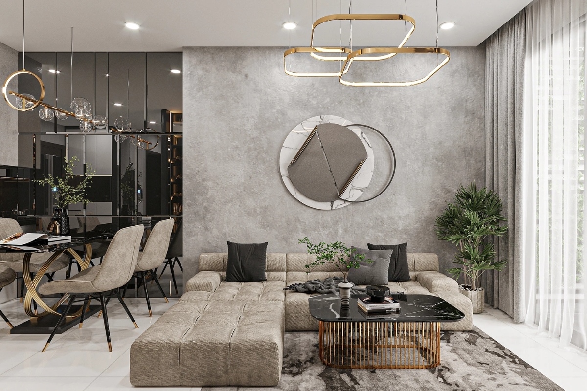 Phòng khách hiện đại mang đến cảm giác thư thái và đẳng cấp