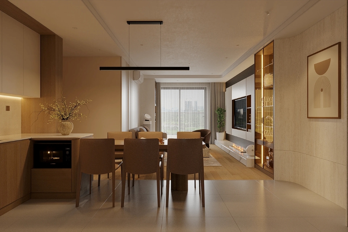 Thiết kế bếp chung cư hướng đến sự ngăn nắp và thoải mái trong sinh hoạt