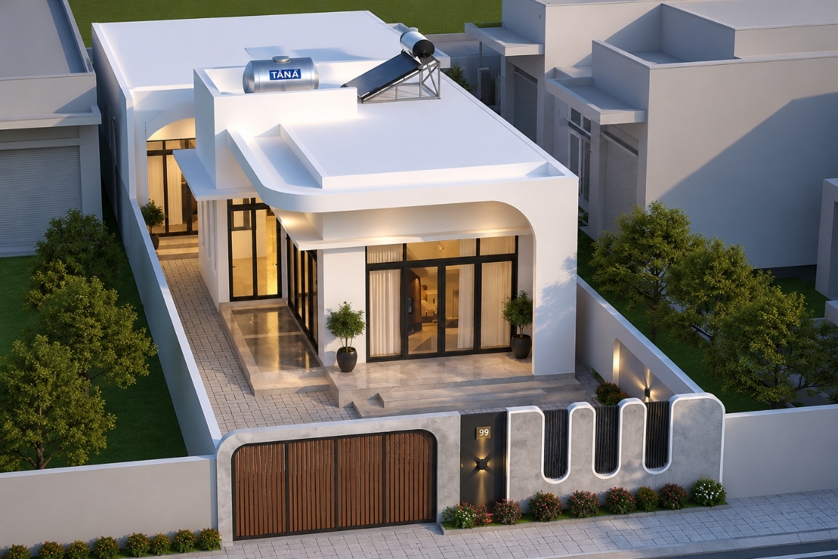 Nhà cấp 4 mái bằng hiện đại 5x20m2 
