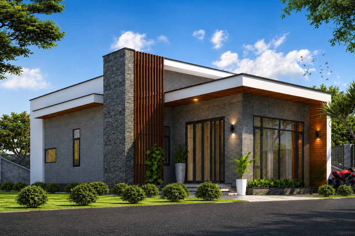 Mẫu nhà cấp 4 8x15m đẹp, hiện đại