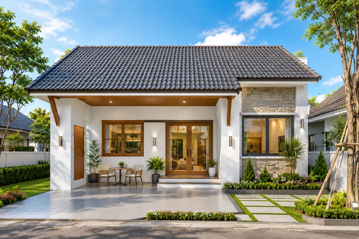 Mẫu mặt tiền nhà cấp 4 nông thôn 