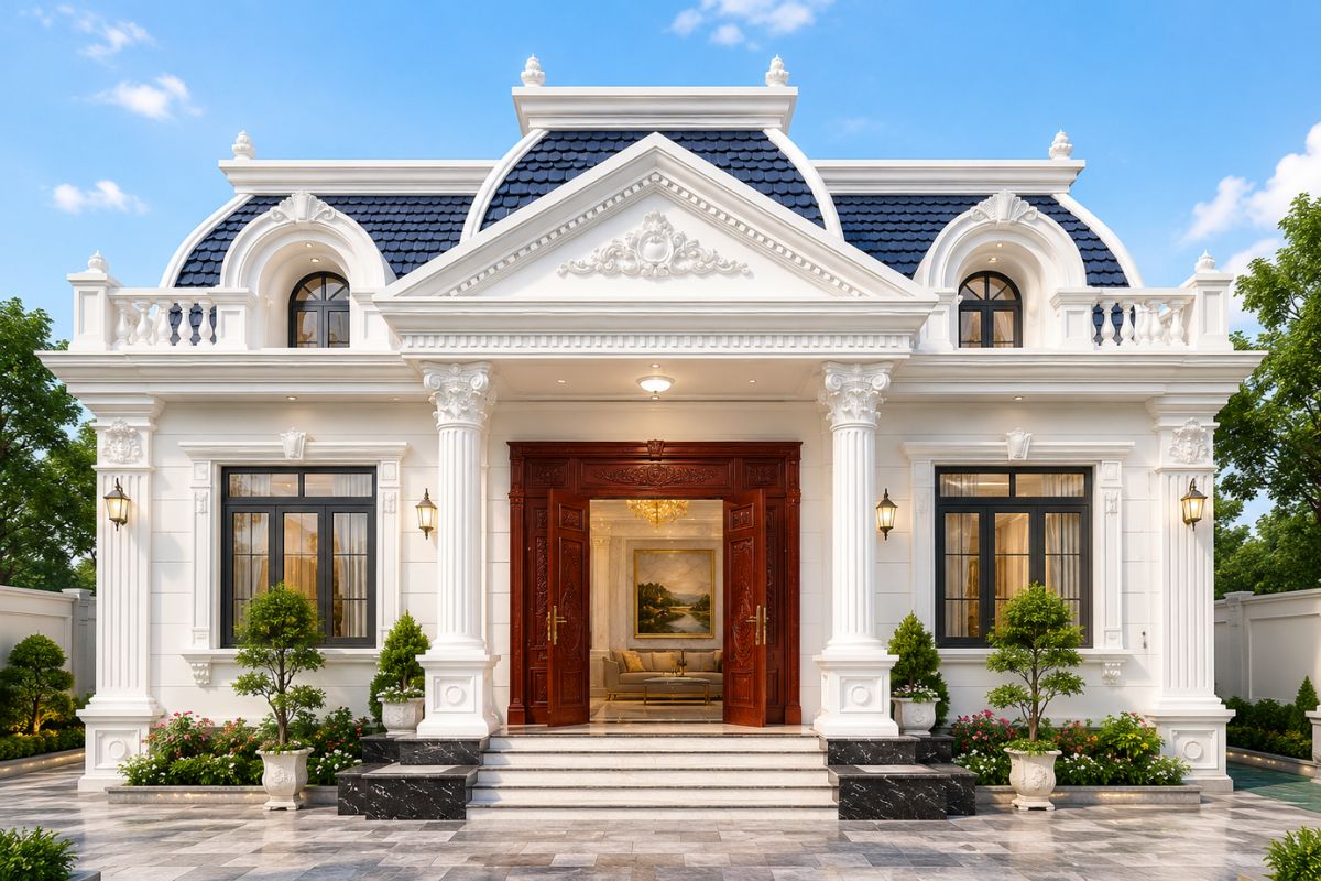 Mặt tiền nhà cấp 4 tân cổ điển sang trọng