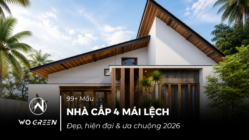 Thiết kế nhà cấp 4 mái lệch