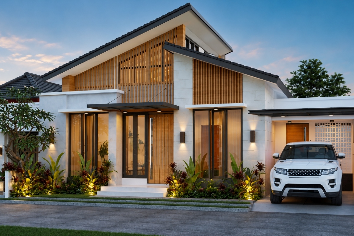 Thiết kế mái lệch kết hợp gara mang đến trải nghiệm sống trọn vẹn