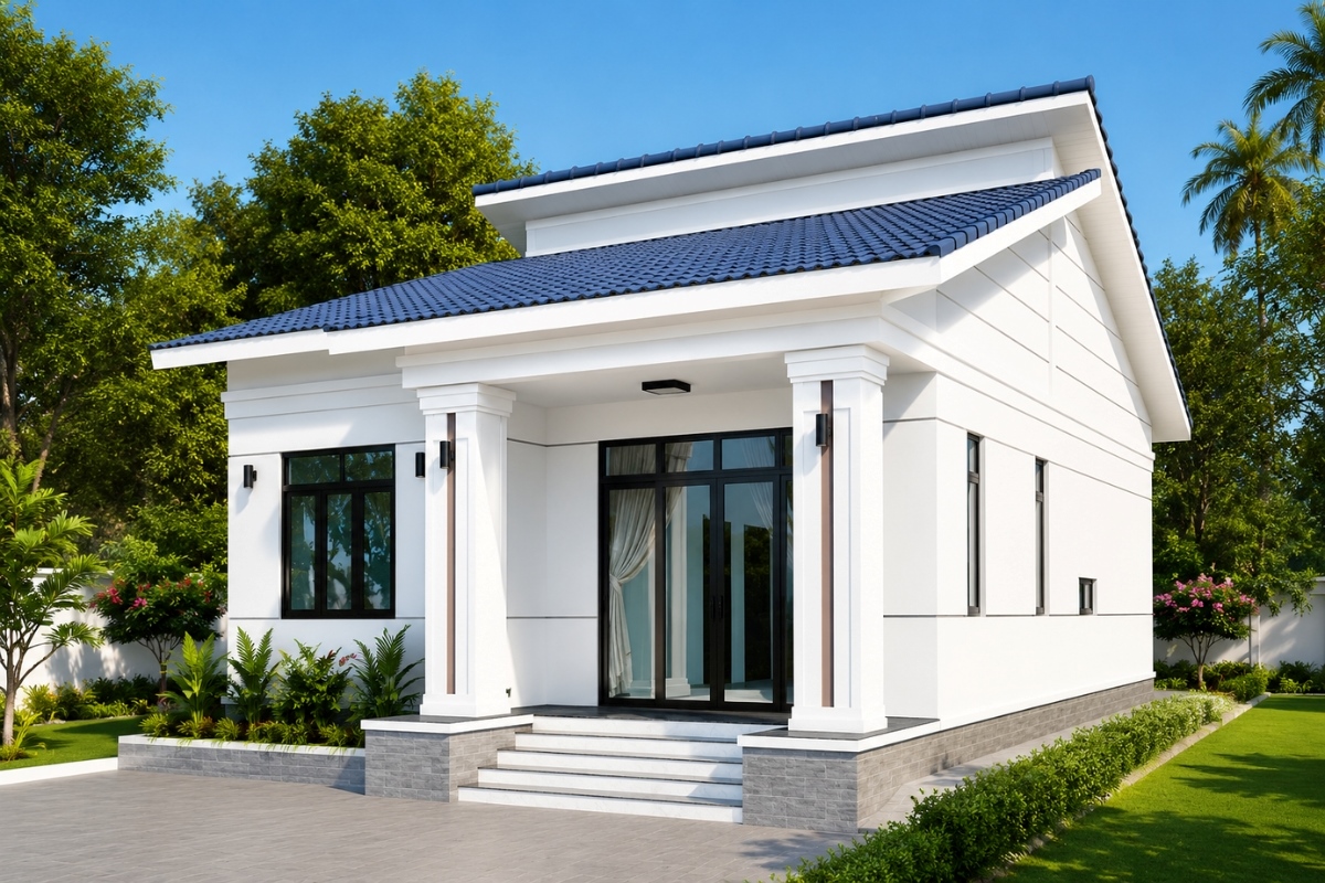 Mẫu nhà cấp 4 mái lệch bằng tôn đẹp, tiết kiệm chi phí 