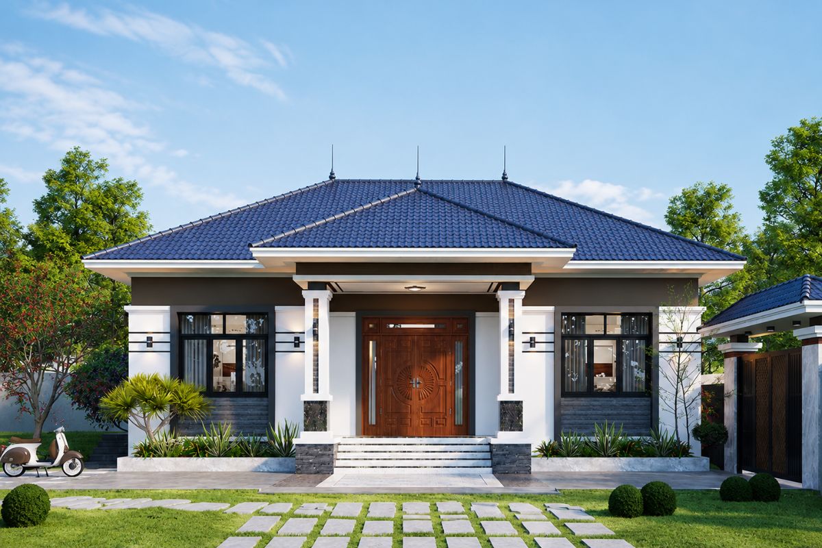 Nhà cấp 4 mái Nhật 3 phòng ngủ 120m2