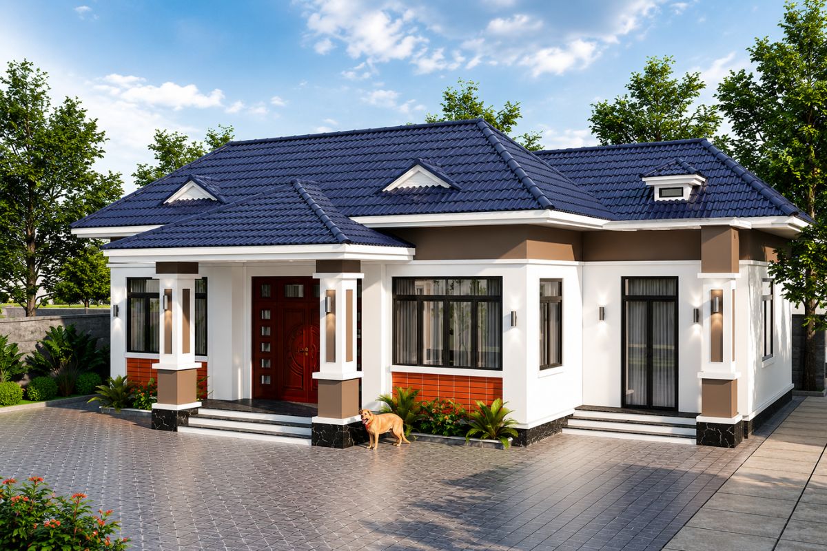 Nhà cấp 4 mái Nhật 3 phòng ngủ 1 phòng thờ