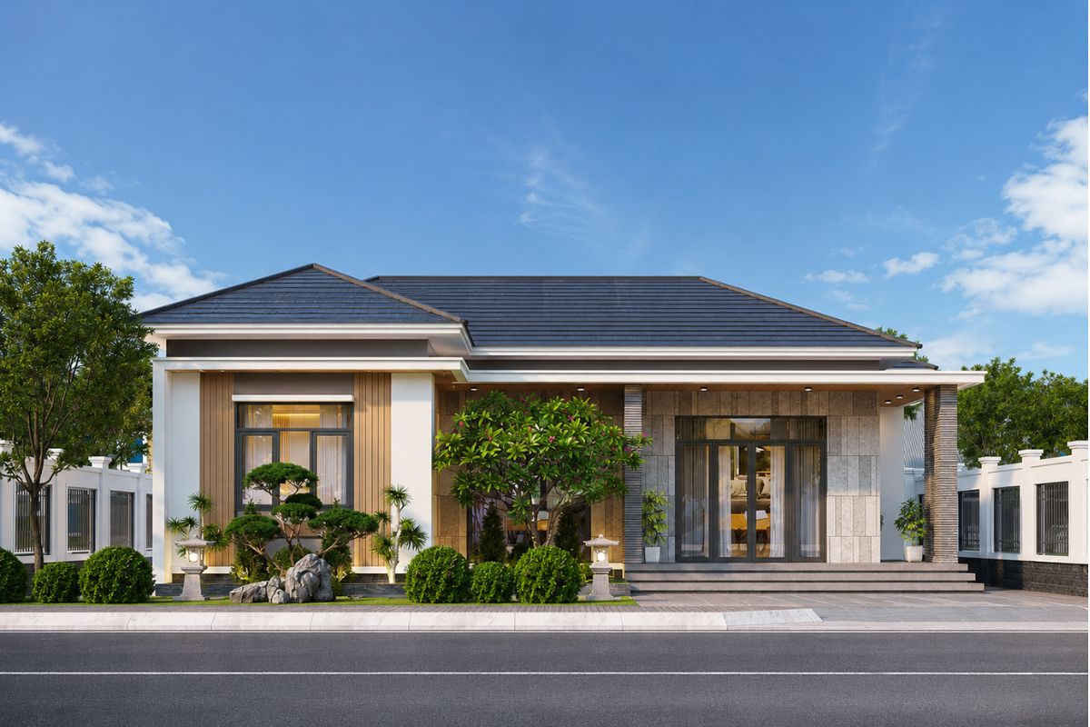 Nhà cấp 4 mái Nhật 3 phòng ngủ sang trọng