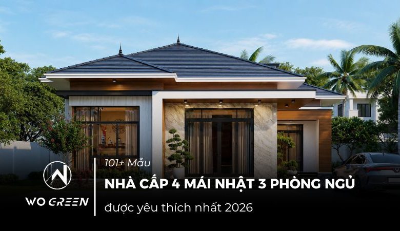 101+ Mẫu nhà cấp 4 mái Nhật 3 phòng ngủ được yêu thích 2026 