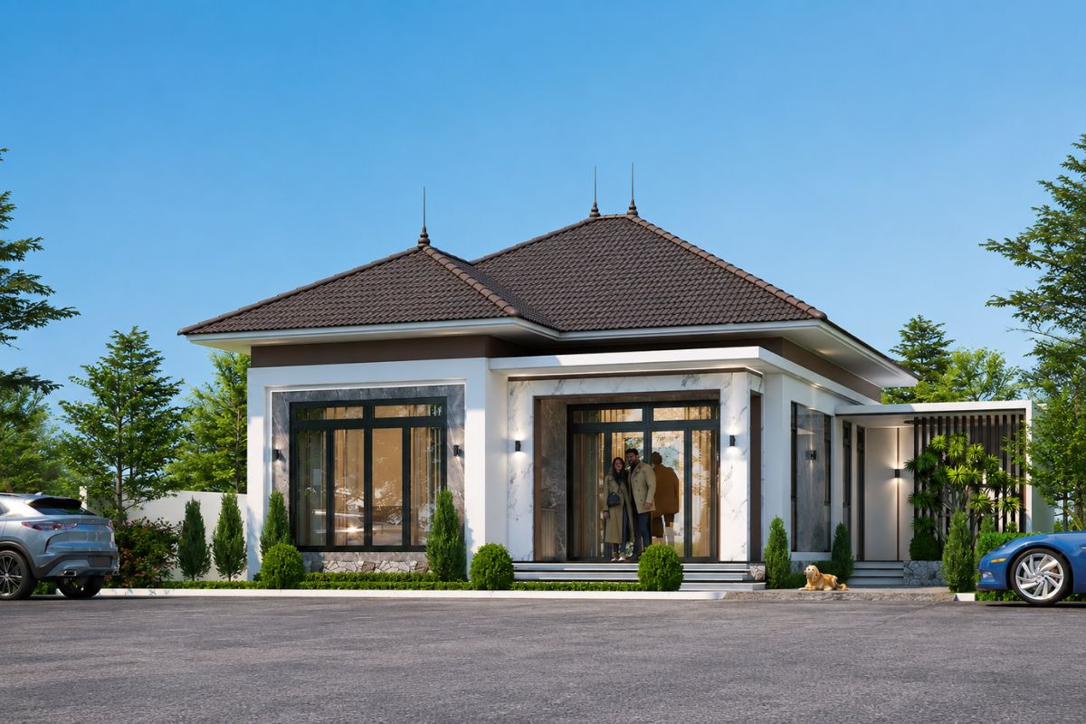 Nhà cấp 4 mái Nhật 3 phòng ngủ 100m2