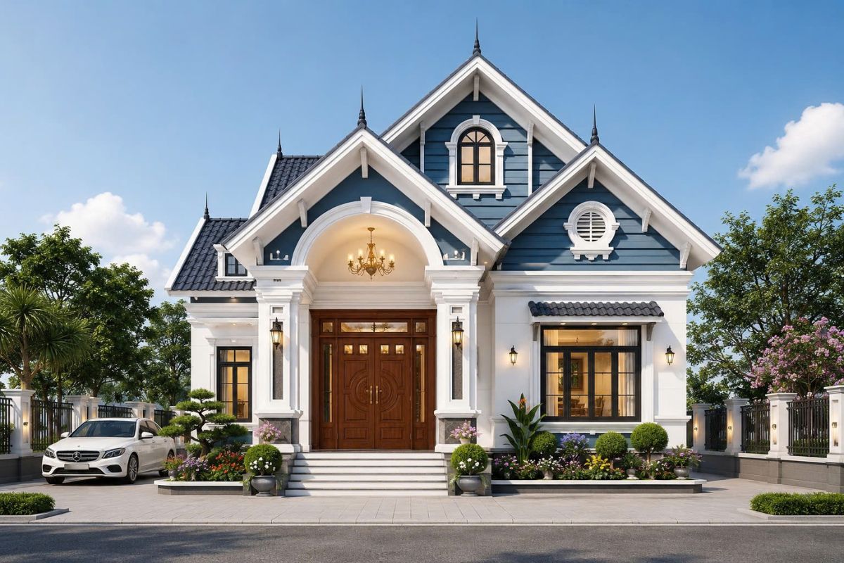 Mẫu nhà cấp 4 mái Thái 2 mặt tiền