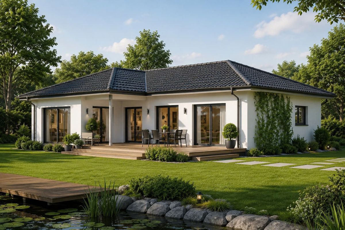 Mẫu nhà cấp 4 mái Thái có sân vườn
