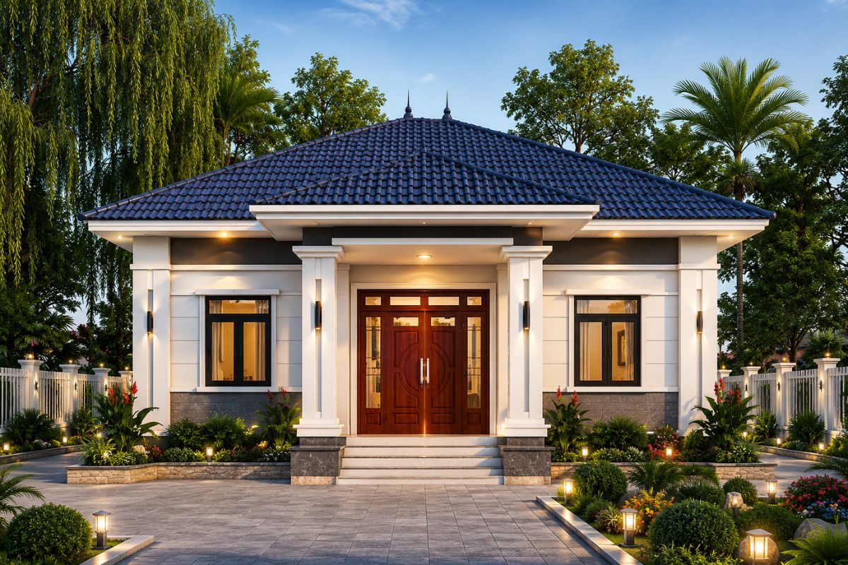 Mẫu nhà cấp 4 mái Thái 3 phòng ngủ