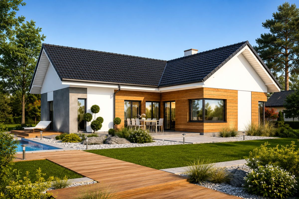 Nhà cấp 4 mái Thái có sân vườn xanh mát