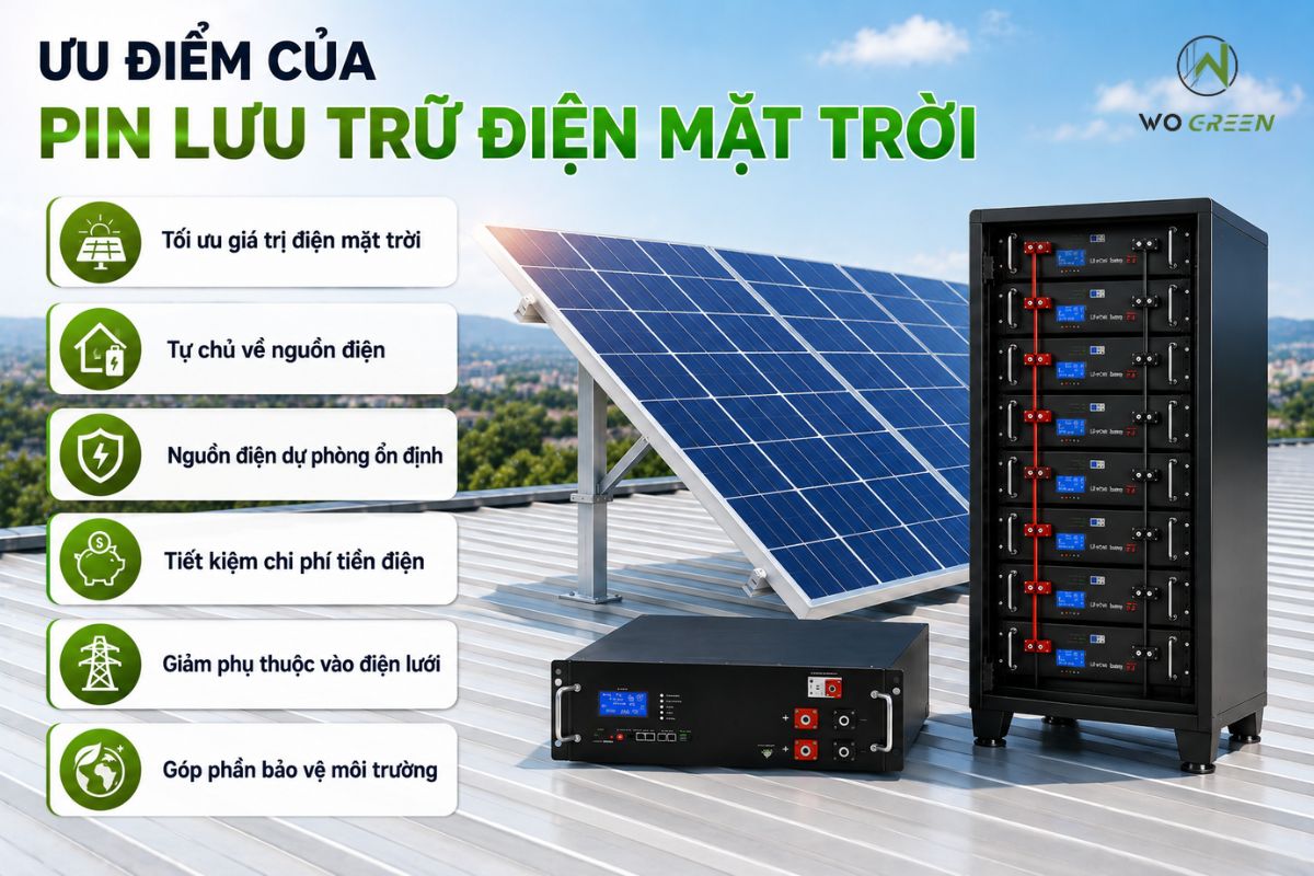 Ưu điểm của pin lưu trữ điện mặt trời