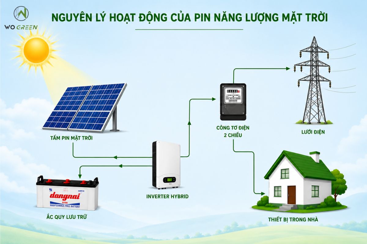 Nguyên lý hoạt động của pin năng lượng mặt trời