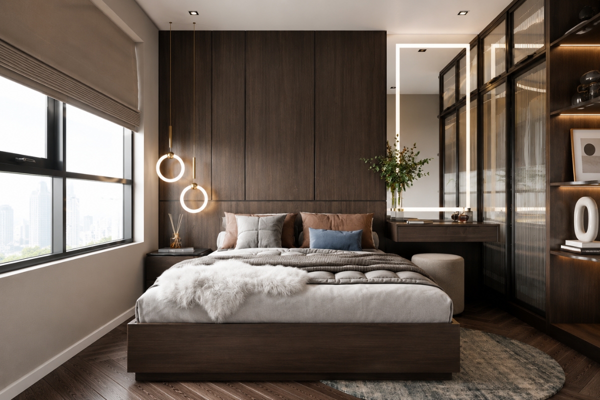 Mẫu phòng ngủ 12m2 phong cách Bắc Âu hiện đại