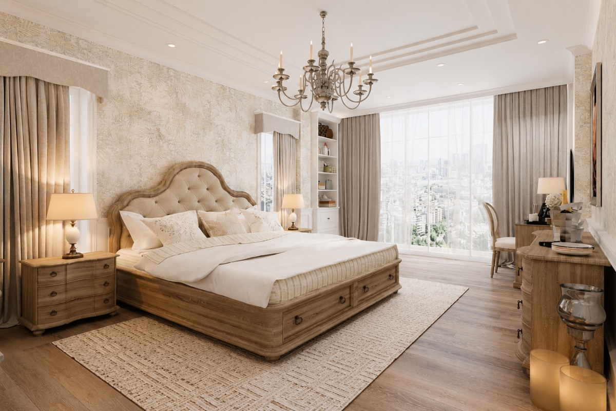 Phòng ngủ 12m2 phong cách cổ điển sang trọng