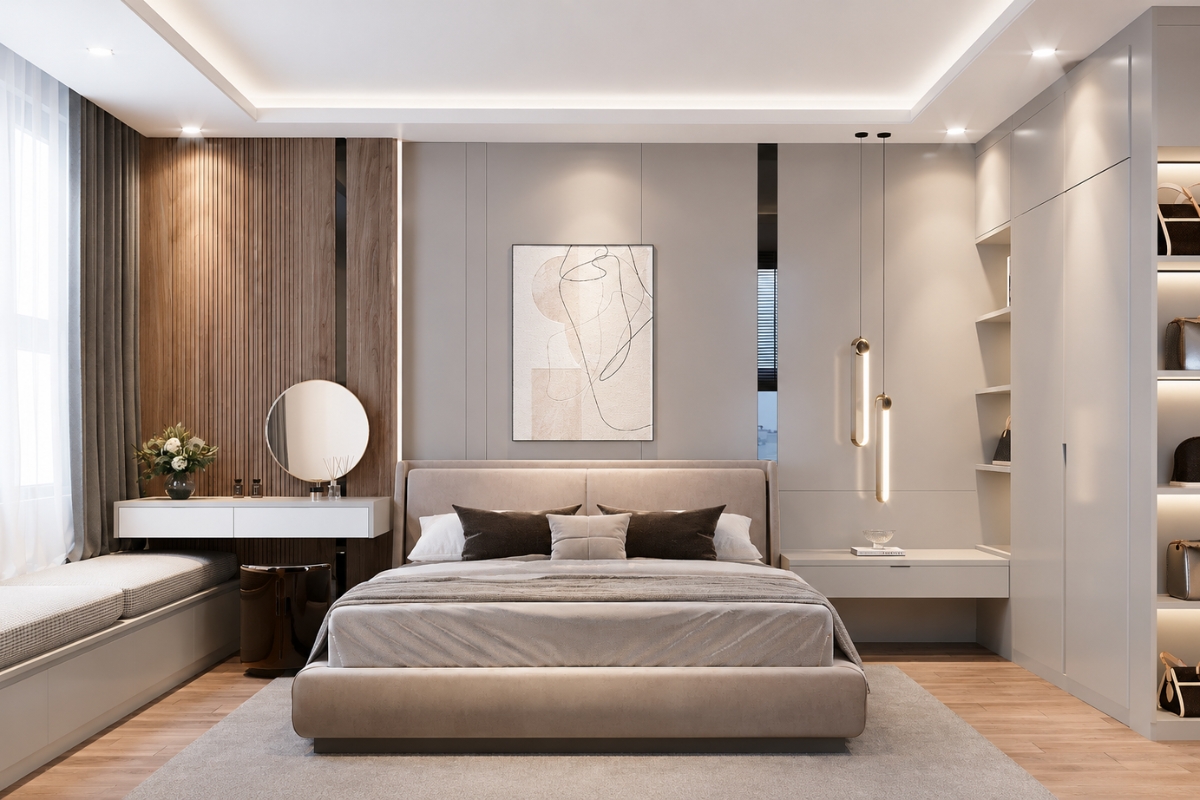 Bố trí phòng ngủ 12m2 tối ưu diện tích, hiện đại và tiện nghi