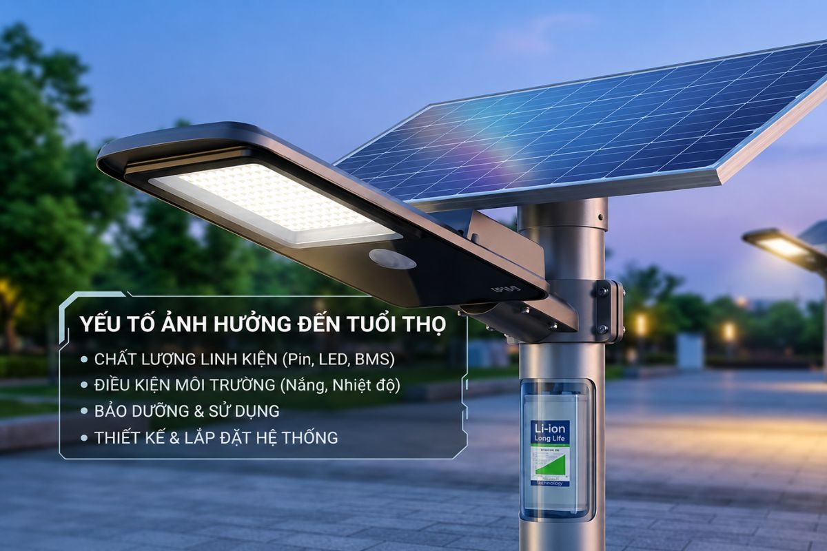 Các yếu tố ảnh hưởng đến tuổi thọ đèn năng lượng mặt trời