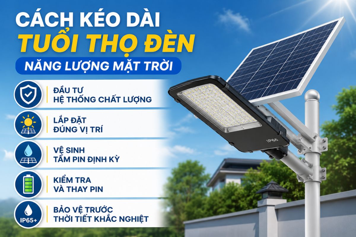 Cách kéo dài tuổi thọ đèn năng lượng mặt trời