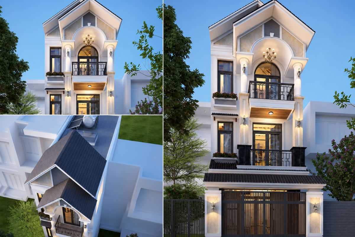 Nhà phố 5m 3 tầng mái Thái truyền thống