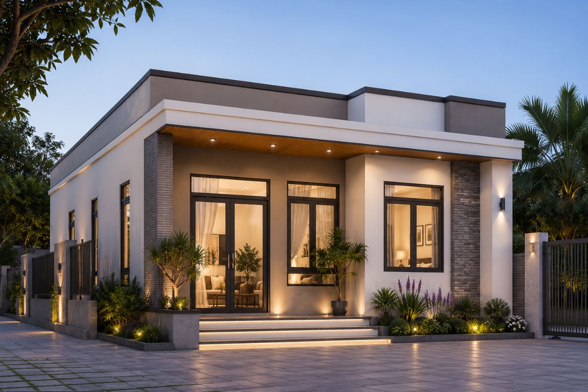 Mẫu nhà cấp 4 đẹp giá rẻ 100 triệu diện tích 70m²