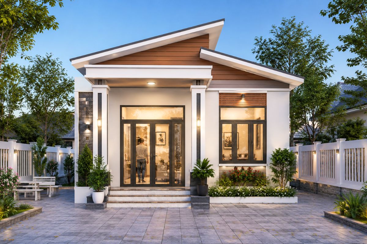 Mẫu nhà cấp4 đẹp giá rẻ 100 triệu mái lệch