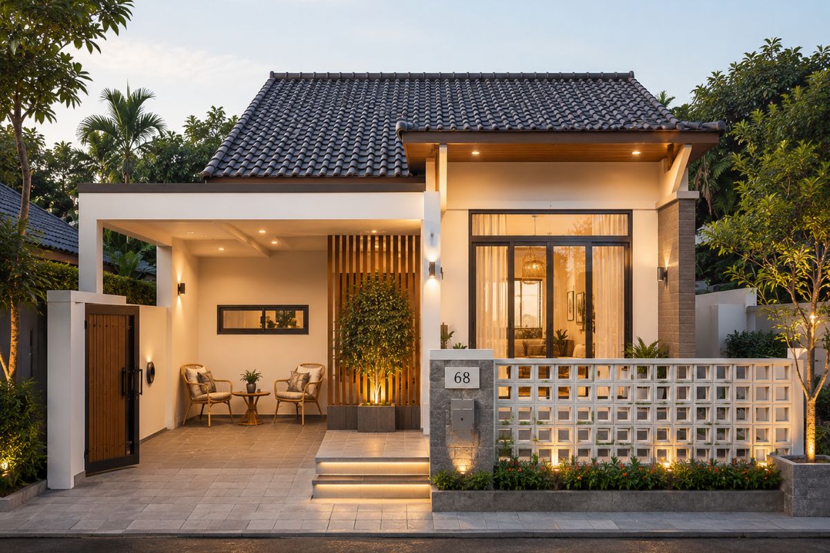 Mẫu nhà cấp 4 đẹp giá rẻ 100 triệu mái ngói