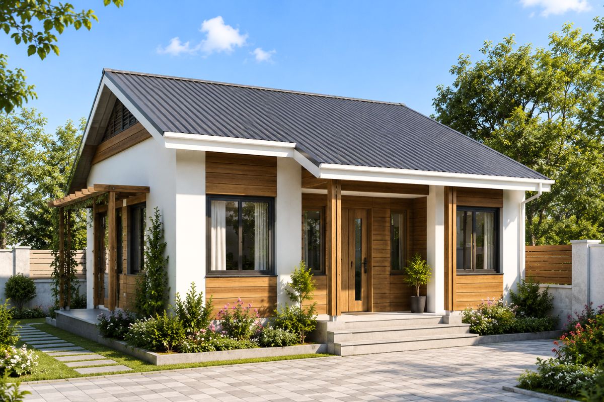 Mẫu nhà cấp 4 đẹp giá rẻ 100 triệu mái tôn