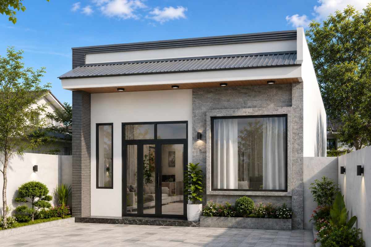 Mẫu nhà cấp 4 đẹp giá rẻ 100 triệu diện tích 55m²
