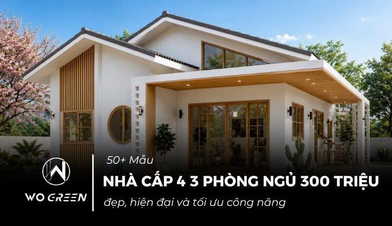 50+ Mẫu nhà cấp 4 3 phòng ngủ 300 triệu đẹp, ấn tượng 