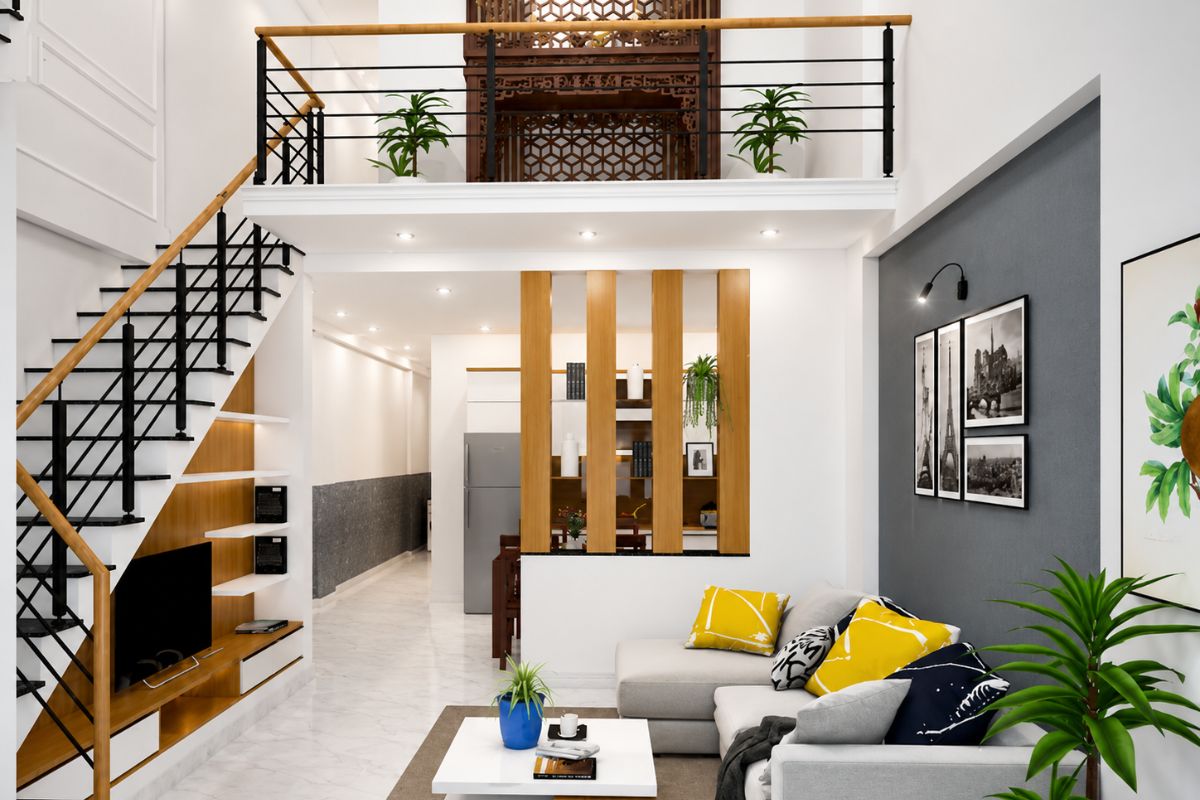 Mẫu nhà gác lửng với diện tích 5x15m