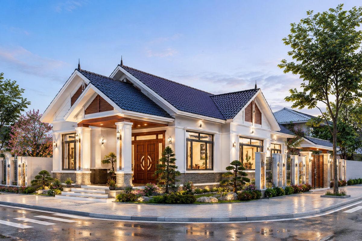 Nhà cấp 4 hai mặt tiền mái Thái