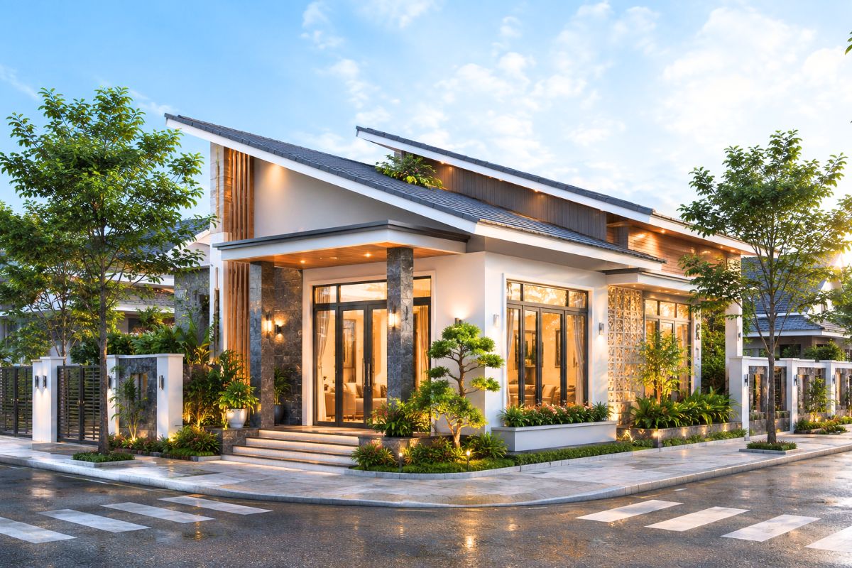 Nhà cấp 4 hai mặt tiền mái lệch