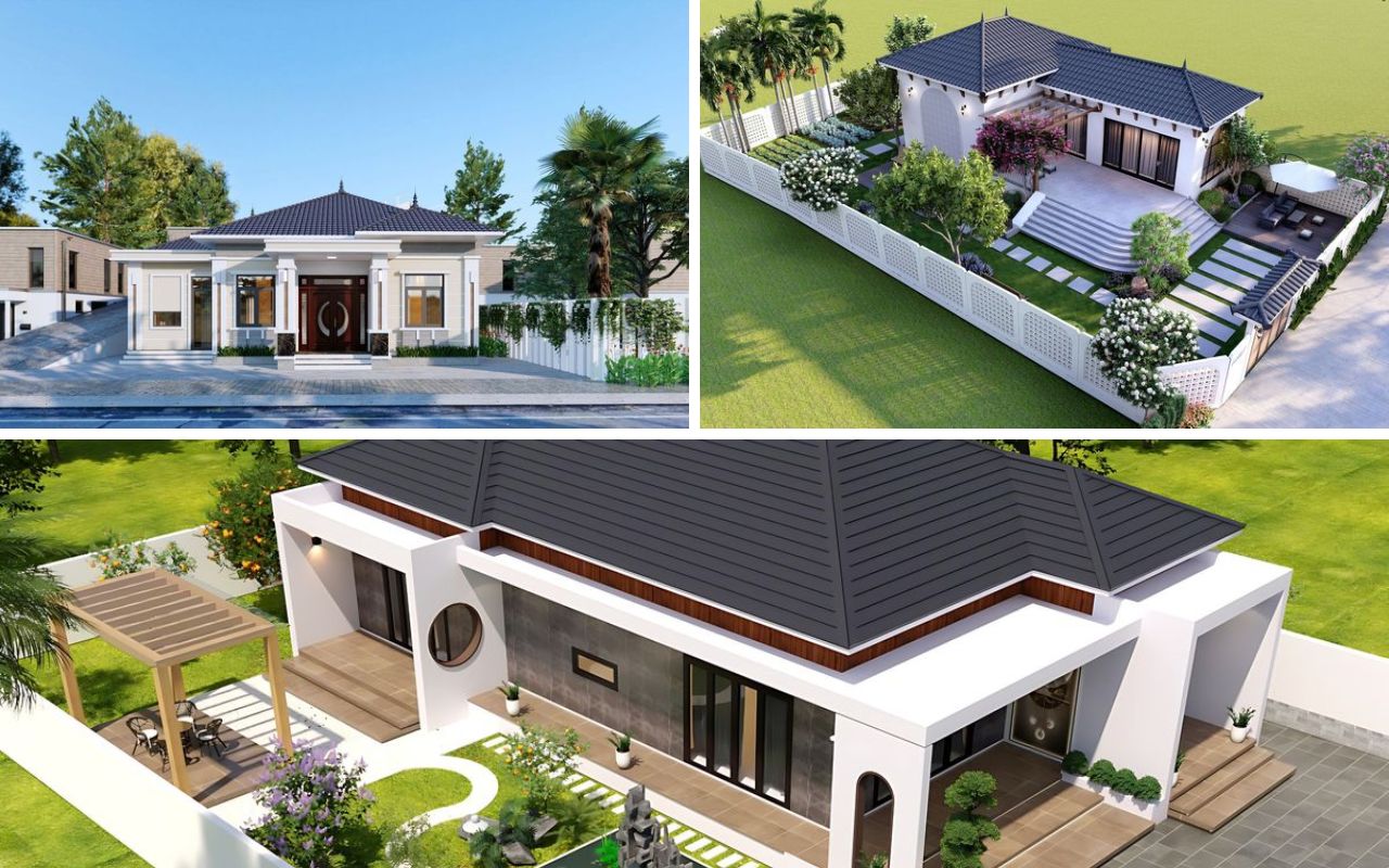 Nhà cấp 4 mái Nhật có sân vườn