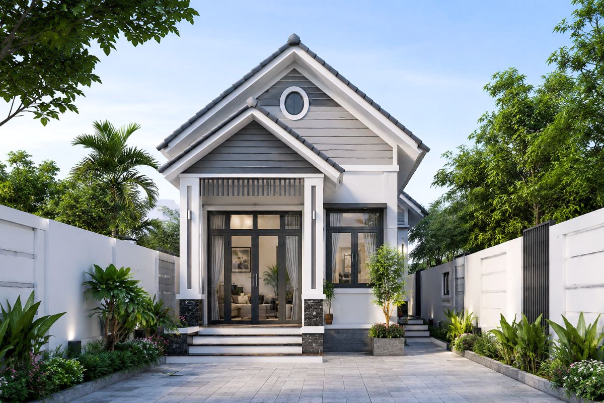 Mẫu nhà cấp 4 mái Thái 5x20 hiện đại