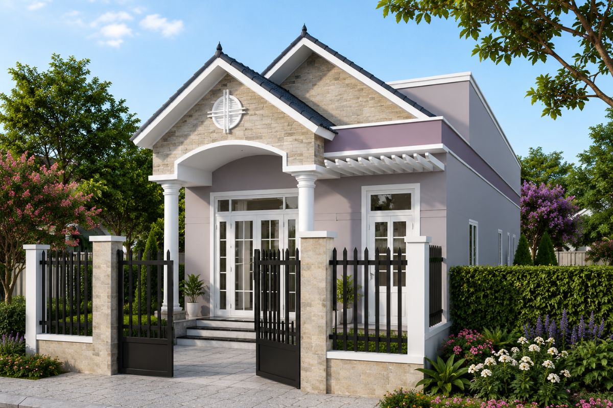 Mẫu nhà cấp 4 mái Thái 5x20 2 phòng ngủ