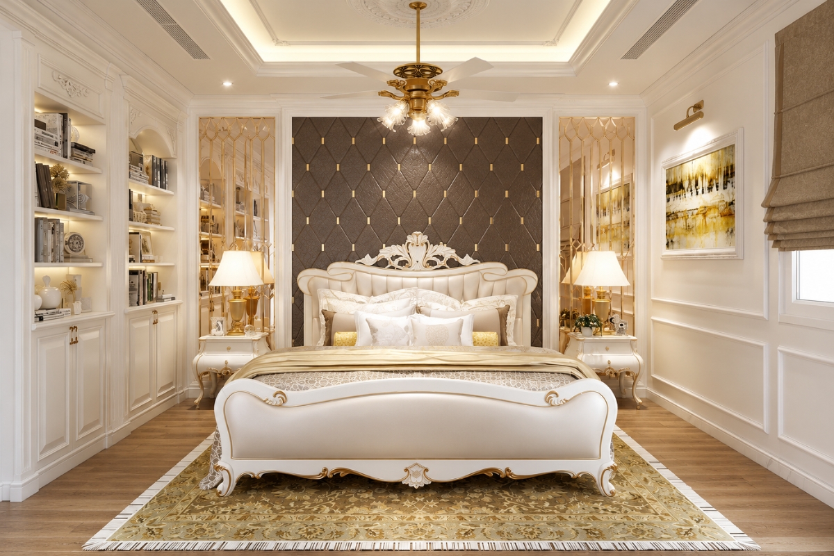 Mẫu phòng ngủ 25m2 tân cổ điển sang trọng và tinh tế