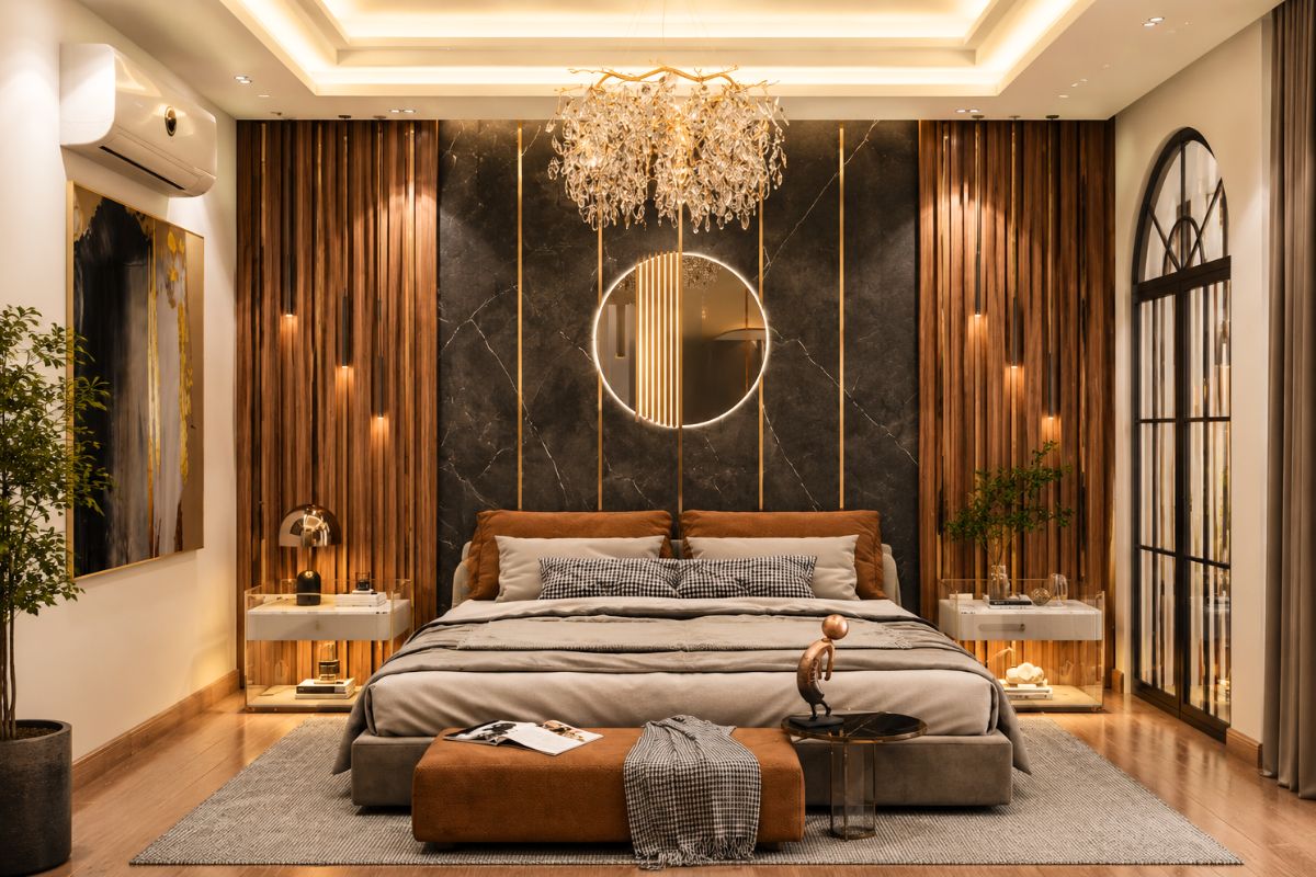 Phòng ngủ màu nâu hiện đại