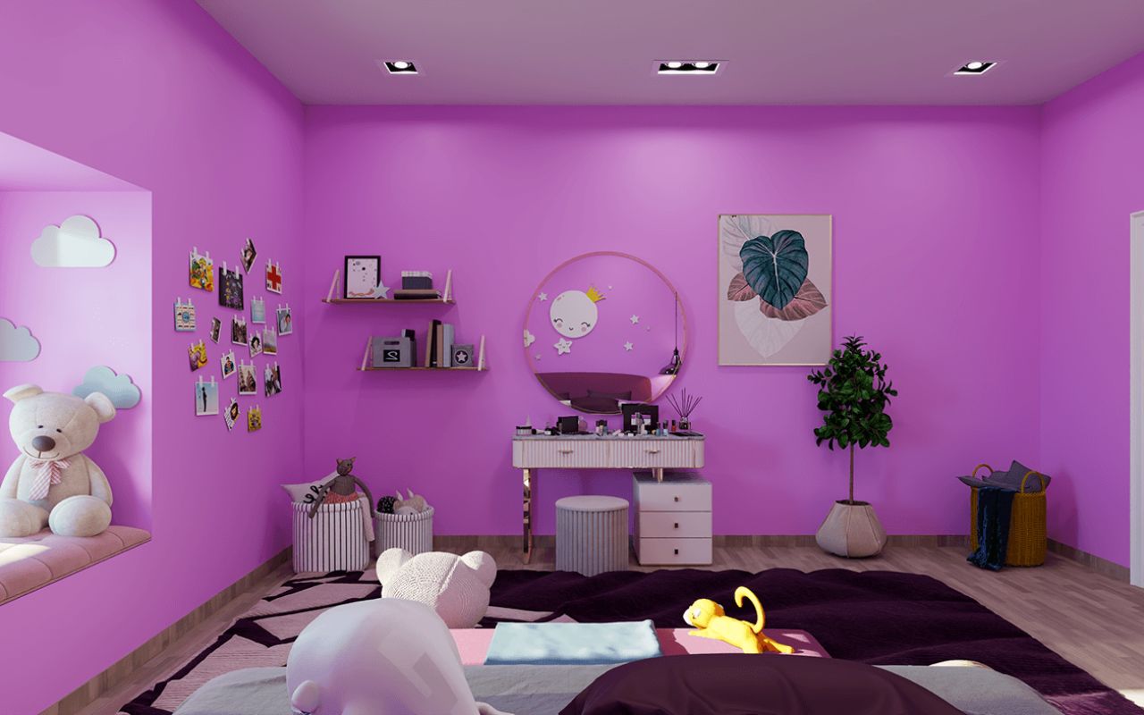 Phòng ngủ màu tím pastel cho bé gái dễ thương