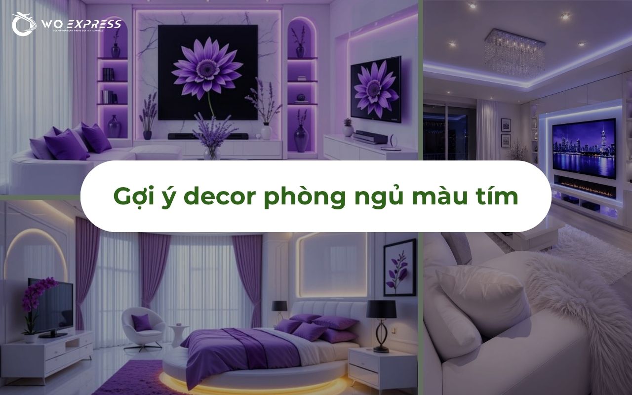 Gợi ý decor phòng ngủ màu tím