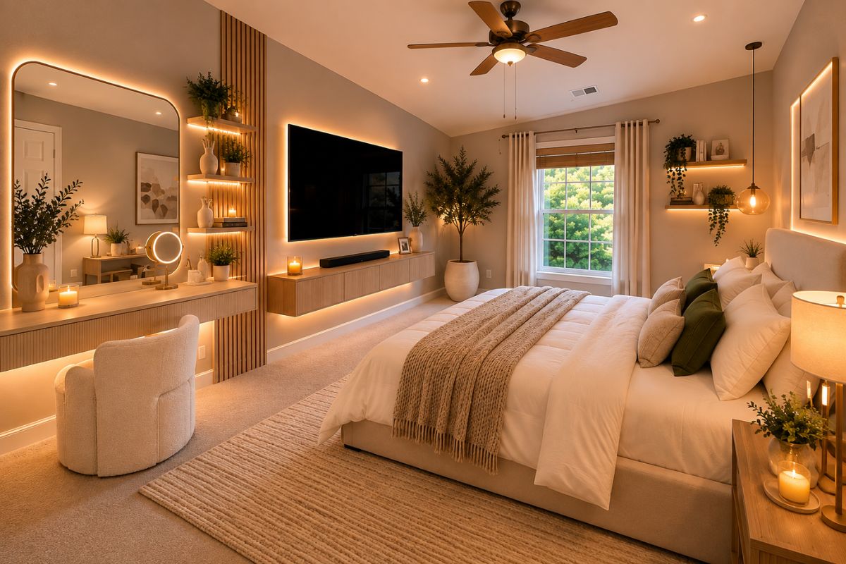 Mẫu phòng ngủ đẹp cho vợ chồng phong cách hiện đại