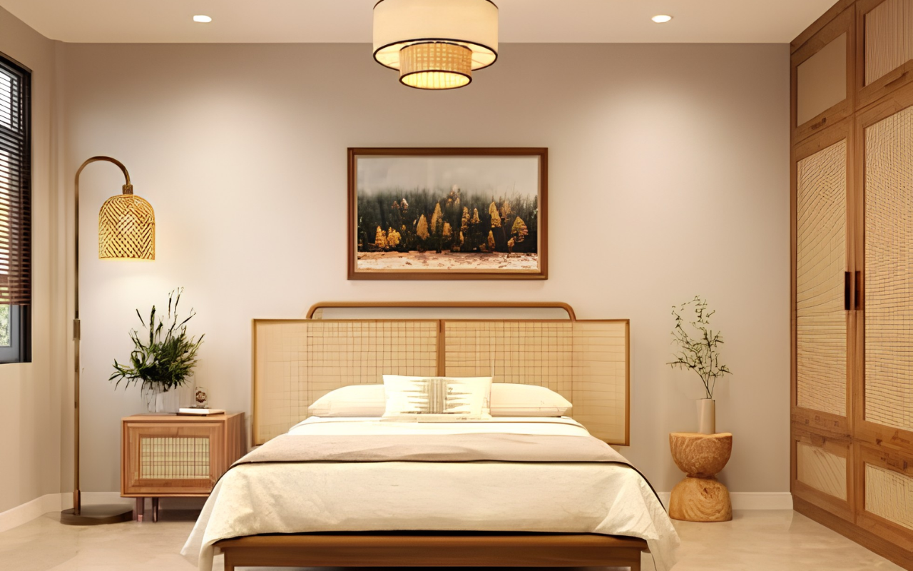 Mẫu phòng ngủ đẹp với thiết kế ánh sáng ấm - Nguồn: Sưu tầm