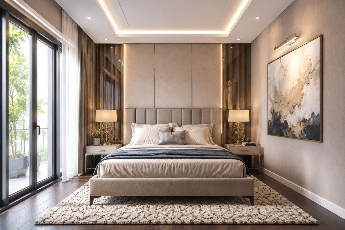Mẫu trần thạch cao phòng ngủ nhỏ 10m2 đẹp, đơn giản và hiện đại