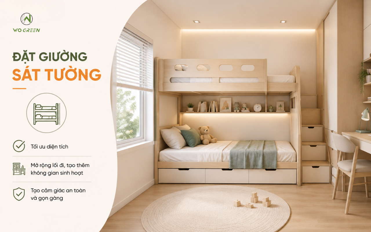 Đặt giường sát tường