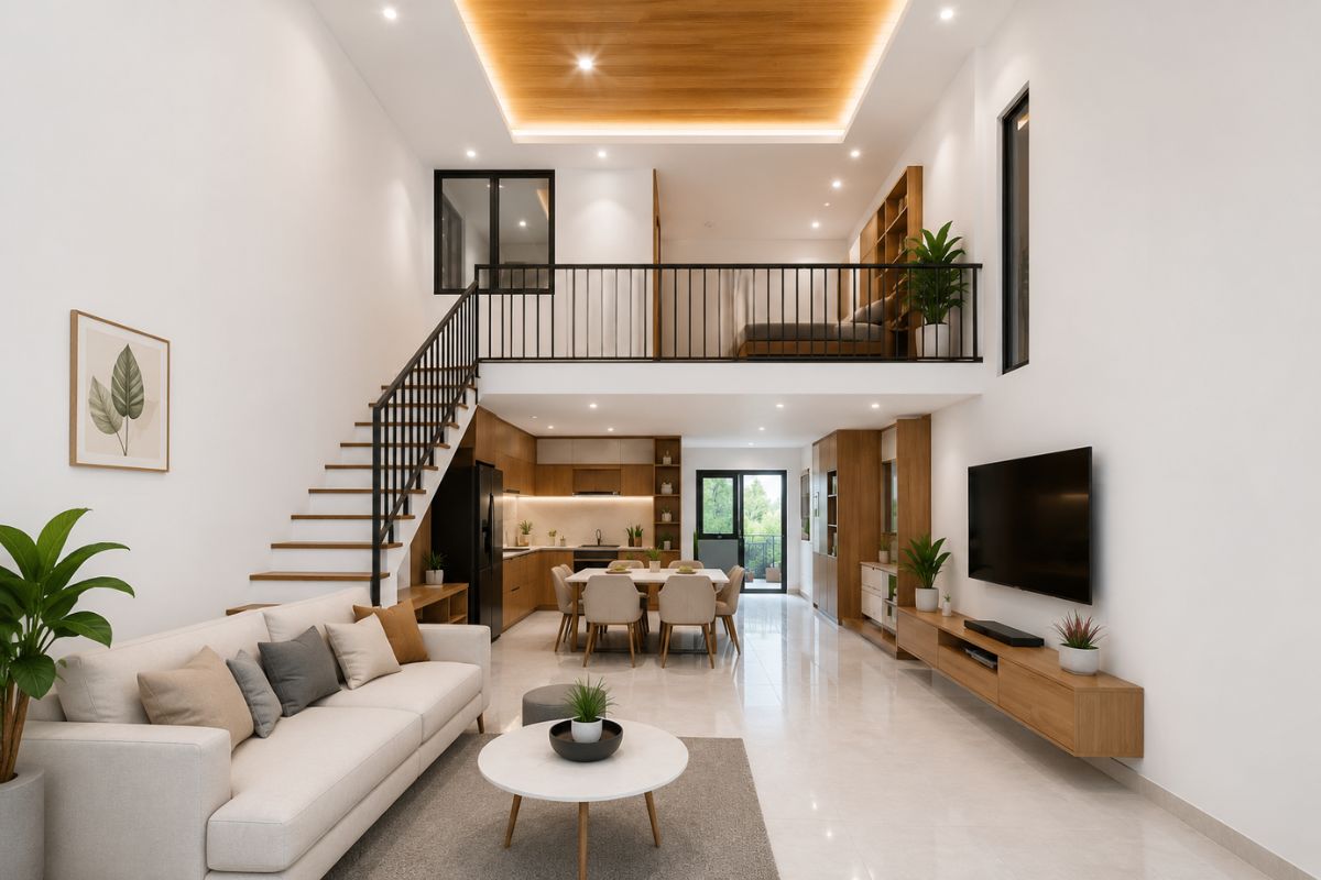 Nhà cấp 4 gác lửng khép kín như 2 tầng thu nhỏ