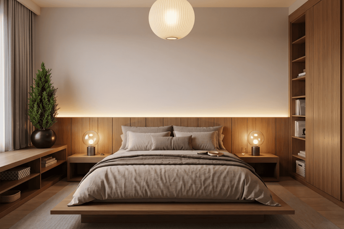 Mẫu phòng ngủ 30m2 phong cách Japandi