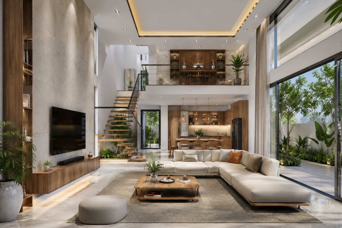 Nhà cấp 4 gác lửng có phòng thờ riêng