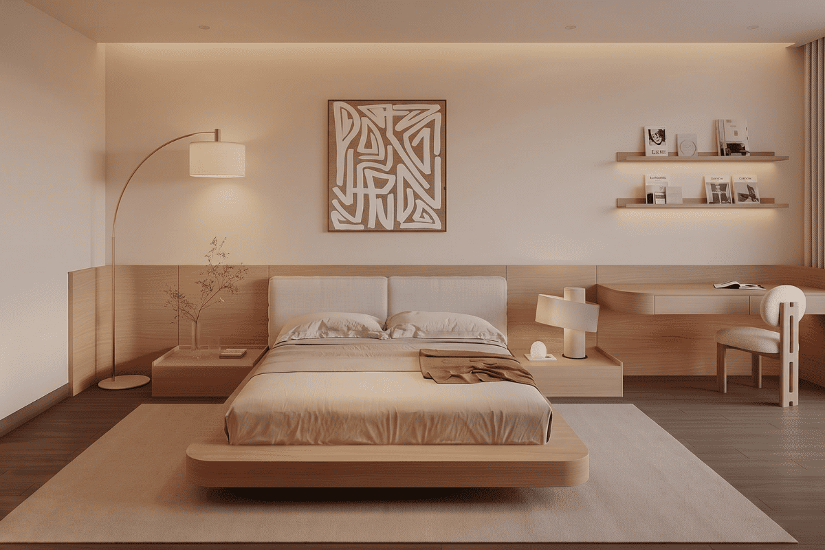 Mẫu phòng ngủ 30m2 phong cách Wabi-Sabi